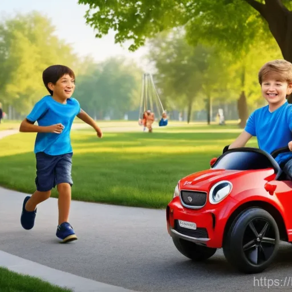승용완구 스마트 디바이스 - **Prompt 1: Child's Joy and Confidence in a Park with Parental Supervision**
    "A vibrant, sunny p...