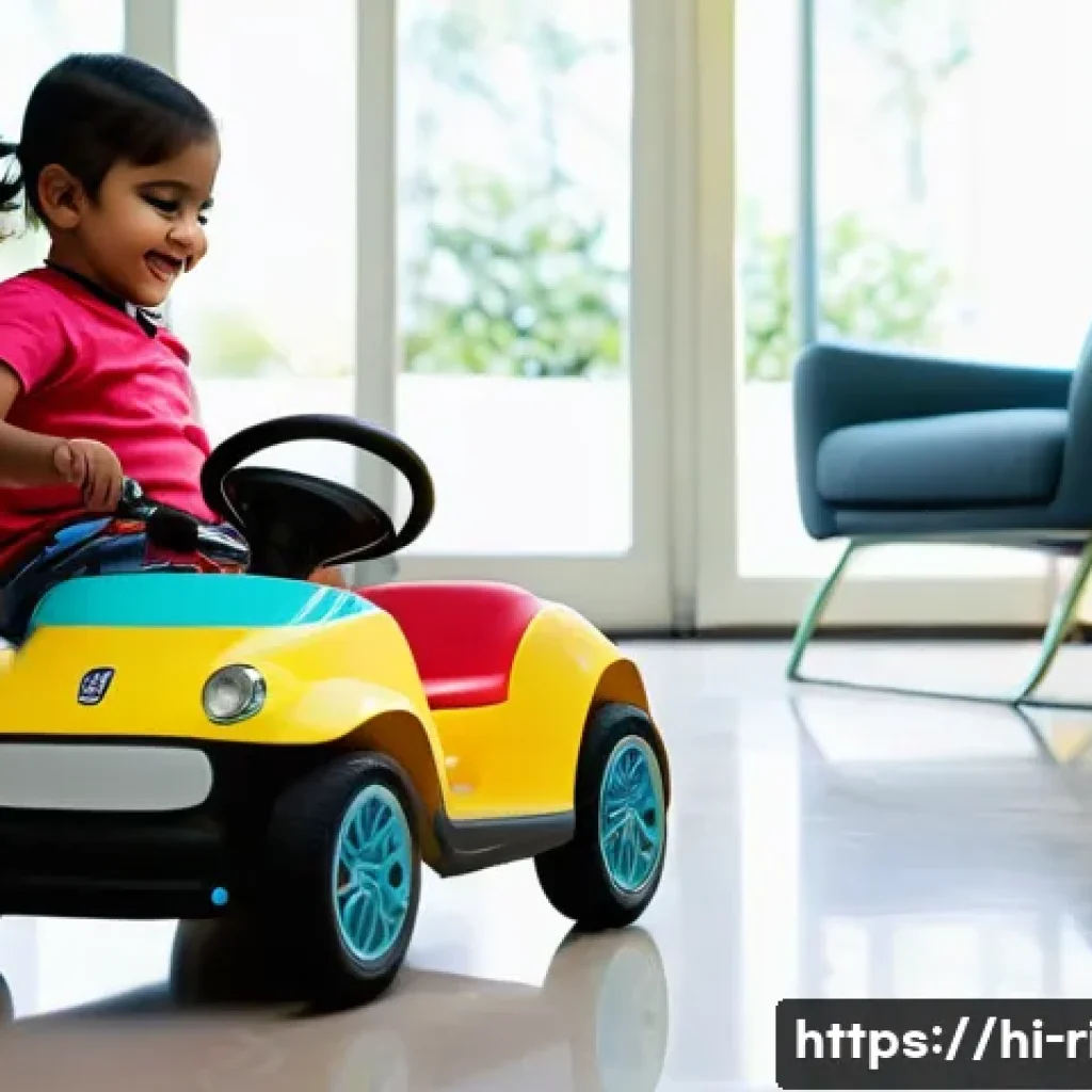 승용완구 속도 조절 기능 - A joyful young Indian child wearing a bright, colorful outfit and a diaper, sitting confidently in a...