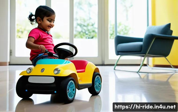 승용완구 속도 조절 기능 - A joyful young Indian child wearing a bright, colorful outfit and a diaper, sitting confidently in a...